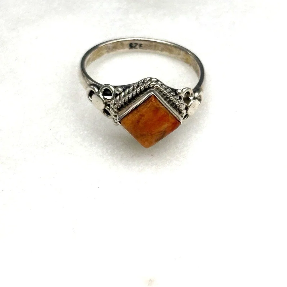 Sterling Silver Spiny Oyster Ring 925 Size 6 Byzantine Scrolls Boho Excellent